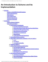 An Introduction to Scheme and Its Implementation - Table of Contents