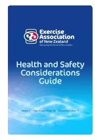Exercise NZ HS Considerations Guide FINALDRAFT V1.0
