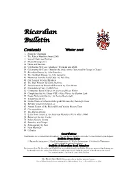 The Ricardian and the Bulletin Are Available from Judith Ridley