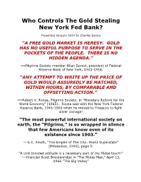 Who Controls the Gold Stealing New York Fed Bank?