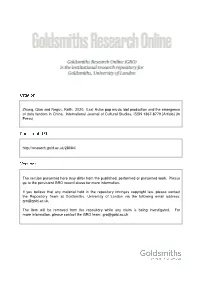 Zhang, Qian and Negus, Keith. 2020. East Asian Pop Music Idol Production and the Emergence of Data Fandom in China