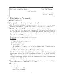 1 Factorization of Polynomials