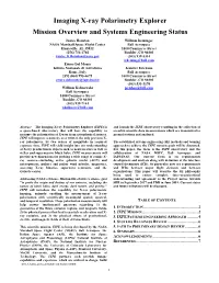 Imaging X-Ray Polarimetry Explorer Mission Overview And