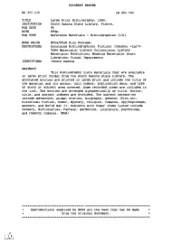 Large Print Bibliography, 1990. INSTITUTION South Dakota State Library, Pierre