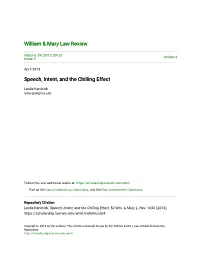 Speech, Intent, and the Chilling Effect