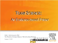 TEAM SCIENCE: an Evidence-Based Primer
