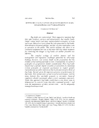 Value, Caution and Accountability in an Era of Large Banks and Complex Finance*