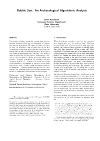 Bubble Sort: an Archaeological Algorithmic Analysis