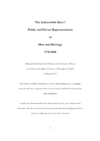 The Indissoluble Knot ? Public and Private Representations of Men And