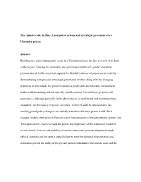 The 'Inmate Code' in Flux: a Normative System and Extralegal Governance