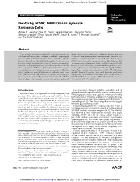 Death by HDAC Inhibition in Synovial Sarcoma Cells Aimee N