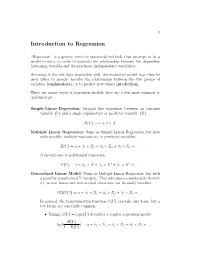 Simple Linear Regression: Straight Line Regression Between an Outcome Variable (Y ) and a Single Explanatory Or Predictor Variable (X)