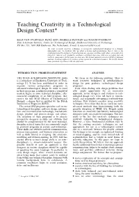 Teaching Creativity in a Technological Design Context*