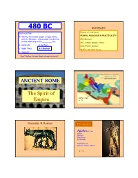 480 BC SUMMARY Roman Art Was About Exam Question: POWER, PLEASURE & PRACTICALITY in 480 BC, the Greeks Fought a Major Battle with the Persians