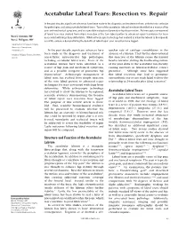 Acetabular Labral Tears: Resection Vs