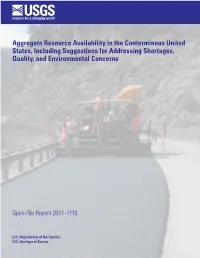 Aggregate Resource Availability in the Conterminous United States, Including Suggestions for Addressing Shortages, Quality, and Environmental Concerns