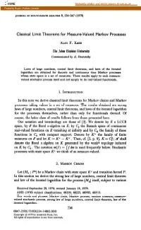 Classical Limit Theorems for Measure-Valued Markov Processes