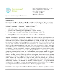 Climate-Mediated Activity of the Javan Slow Loris, Nycticebus Javanicus