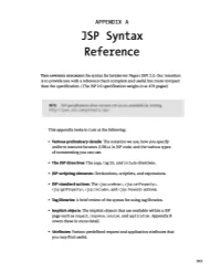 JSP Syntax Reference