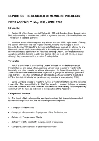 Register of Interests – First Assembly
