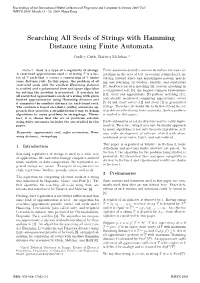 Searching All Seeds of Strings with Hamming Distance Using Finite Automata