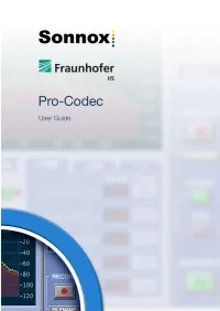 Sonnox Fraunhofer Pro-Codec User Guide