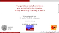 Two-Particle Azimuthal Correlations As a Probe of Collective Behaviour in Deep Inelastic Ep Scattering at HERA