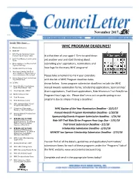 Whc Program Deadlines!