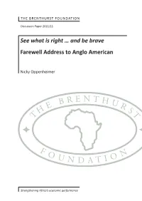 And Be Brave Farewell Address to Anglo American