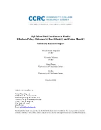 Effects on College Outcomes by Race/Ethnicity and Course Modality
