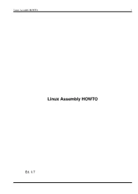 Linux Assembly HOWTO I