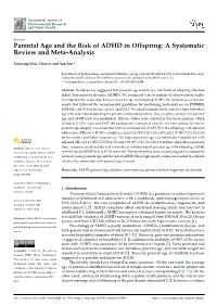 Parental Age and the Risk of ADHD in Offspring: a Systematic Review and Meta-Analysis