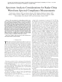 Spectrum Analysis Considerations for Radar Chirp Waveform Spectral