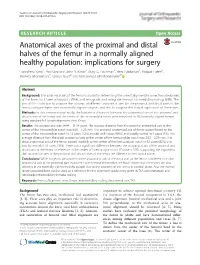 Anatomical Axes of the Proximal and Distal Halves of the Femur in A