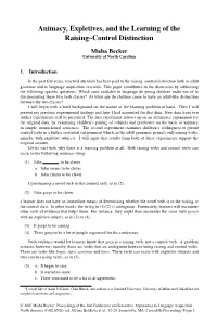 Animacy, Expletives, and the Learning of the Raising–Control Distinction