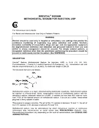Brevital Sodium Methohexital Sodium for Injection