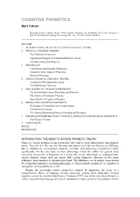 Cognitive Phonetics
