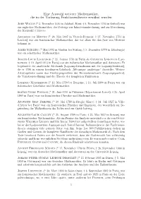 Eine Auswahl Weiterer Mathematiker, Die in Der Vorlesung Funktionentheorie Erw¨Ahnt Wurden