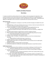 Health and Safety Protocols Dormitory