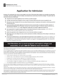 Minnesota State Application for Admission