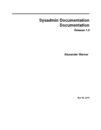 Sysadmin Documentation Documentation Release 1.0