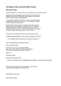 The Rape of the Lock and Other Poems Alexander Pope