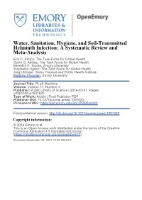 Water, Sanitation, Hygiene, and Soil-Transmitted Helminth Infection: a Systematic Review and Meta-Analysis Eric C
