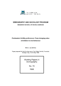 Working Papers in Demography No. 74 1998