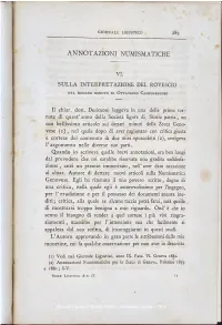 Annotazioni Numismatiche