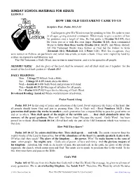 How the Old Testament Came to Us