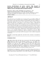 Local Knowledge of Soils Among the Iraqw in Selected Villages in Mbulu and Karatu Districts: Implications for Research Interventions