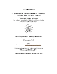Papers of Walt Whitman in the Charles E. Feinberg Collection [Finding Aid