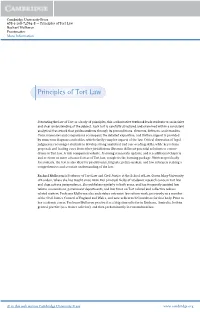 Principles of Tort Law Rachael Mulheron Frontmatter More Information
