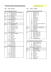 Provisional Bus Stop Allocations Amended 14 June 2017